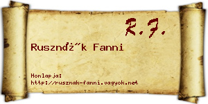 Rusznák Fanni névjegykártya