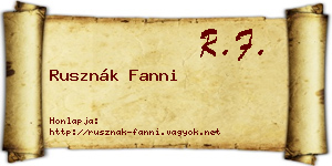 Rusznák Fanni névjegykártya